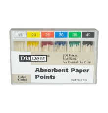 Absorbent Paper Points, штифты бумажные - №15-40 - 200 штук, DiaDent