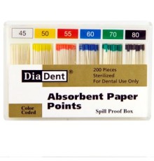 Absorbent Paper Points, штифты бумажные - №45-80 - 200 штук, DiaDent