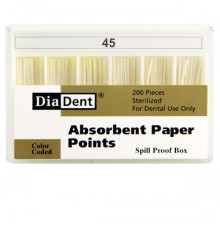 Absorbent Paper Points, штифты бумажные - №45 - 200 штук, DiaDent