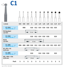 C1316016 Бор твердосплавный - шар хирургическая длина - 016 турбинный наконечник, HORICO