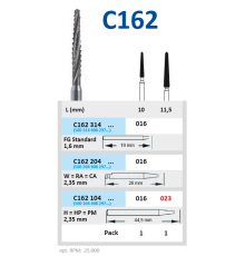 C162314016 Бор твердосплавный - фреза по Линдеманну - 016  турбинный наконечник для препарации кости
