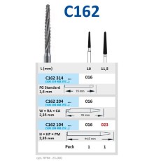 C162104023 Бор твердосплавный - фреза по Линдеманну - 023  прямой наконечник для препарации кости  H