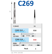 C269316016 Бор твердосплавный - фреза по Линдеманну - 016  турбинный наконечник для препарации кости
