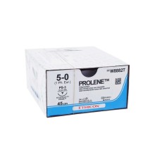 PROLENE (Пролен) с 1 иглой L=45см., синяя, USP 5-0, PS-3 (обратно-режущая), 16мм, окр. 3/8, 24шт., J