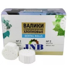 Валики ватные стоматологические хлопковые №2, уп 2000 шт, JNB 