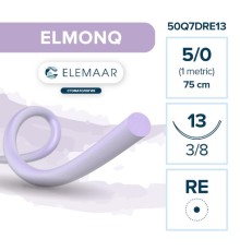 ELMONQ шовный материал L=75 см USP 5/0 DRE-13 мм 3/8, 12 шт, ELEMAAR