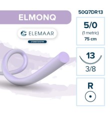 ELMONQ шовный материал L=75 см USP 5/0 DR-13 мм 3/8, 12 шт, ELEMAAR